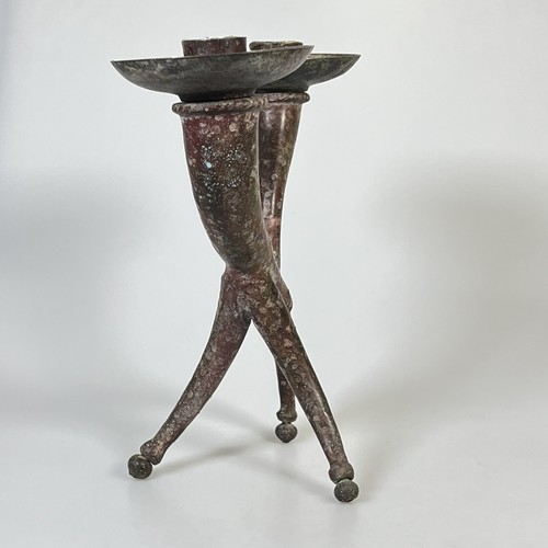 Biomorphe brutalistische Bronze Kandelaber Stativ 2 Arm Halter Skulptur B4 - Bild 4 von 24