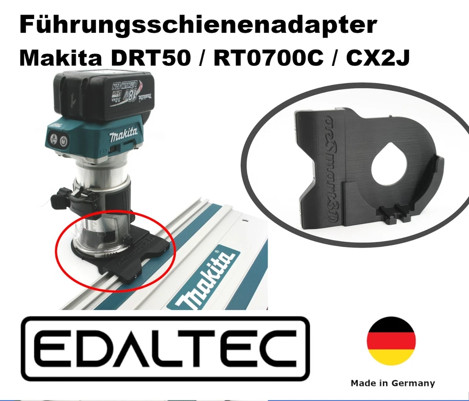 EDALTEC Führungsschienenadapter / Adapter passend für Makita DRT50 RT0700C / CX2J