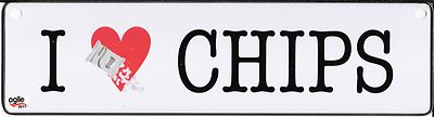 Chips Schilder I love Dekoschild Blechschild GESCHENKIDEE Wandschild  