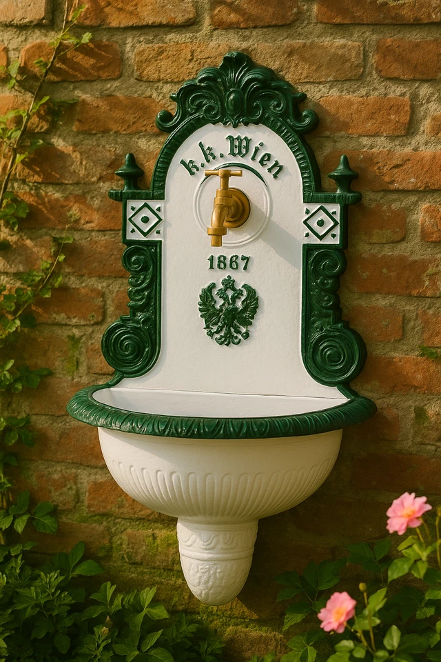 Gartenbrunnen Aluminium Brunnen Antik Wandbrunnen Springbrunnen Landhausstil - Bild 2 von 4