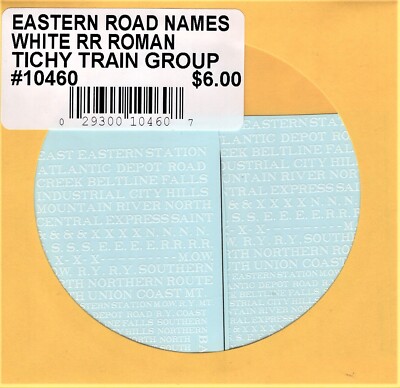 HO Scale Tichy Train 10460 White Eastern US Road Names RR Roman Decal Set
