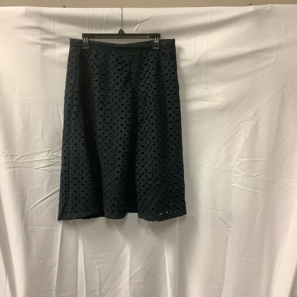 Ann Taylor Womens Flared Skirt Gray Crochet Floral Comfort Knee Length Size 10 - Image 2 of 4