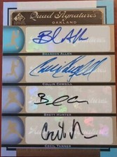 Collin COWGILL TANNER ALLEN Brett HUNTER 2012 SP Signature QUAD AUTO Oakland A's