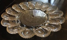 Vnt Indiana Glass Bubble Hobnail Deviled Egg Easter egg  Serving Platter USA *
