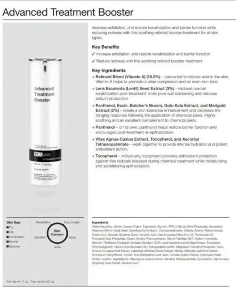 PCA Skin ADVANCED TREATMENT BOOSTER 1. 7OZ PROSIZE BACKBAR SEALED Free Shipping - Image 3 of 4