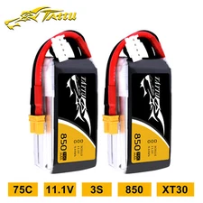 2X Tattu 850mAh 11.1V 75C 3S Lipo Battery XT30 Plug For FPV RC Drone Quadcopte