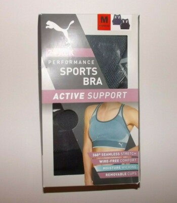 PUMA Womens Sports Bra Lot of Black Blue Wicking Seamless Size Small S  NIB