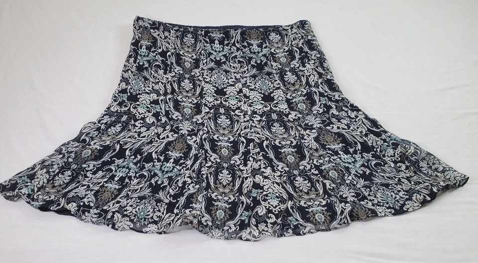 Falda Pendleton Mujer 18 Azul Floral Fluida Arrugada Seda Superposición Boho Informal Años 90 Foto 3 de 4