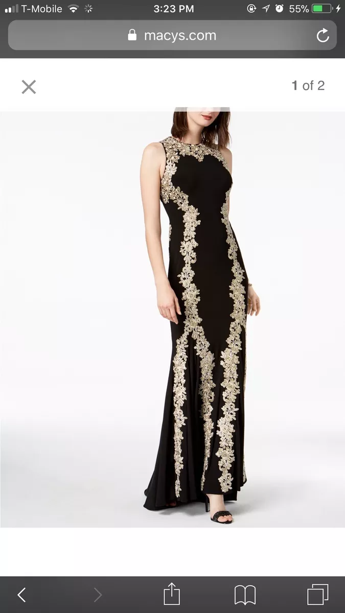 Betsy and adam top black and gold dress