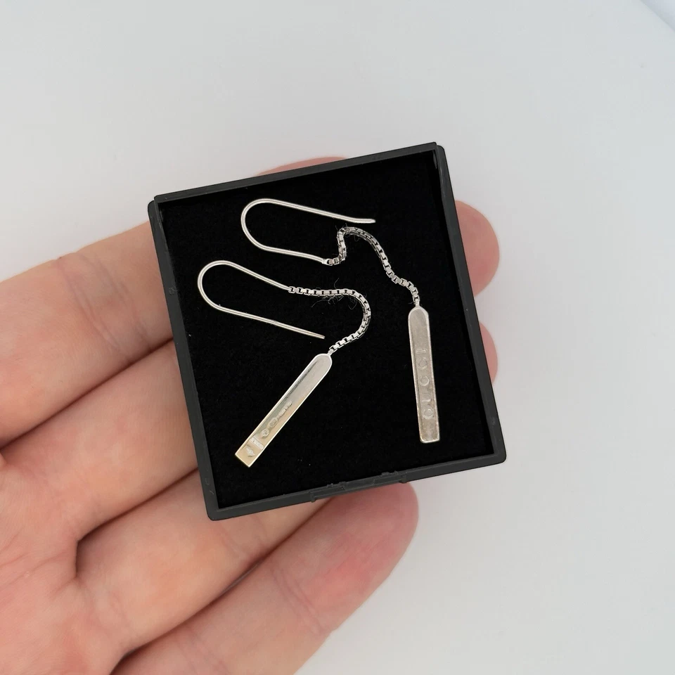 Gucci 18ct White Gold Lariat Drop Dangle Hook Earrings Hallmarked - Image 2 of 4