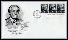 US FDC # 1280. 2c Frank Lloyd Wright strip of 3 Artmaster  1968, 9L499