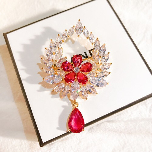 Mode Blumenkranz Brosche Damen Kleidung Accessoires Kristall Pins Schmuck - Bild 6 von 7