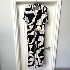 Monkl Jumpsuit Women's UK XXS Black Cream Short Sleeved One Piece Casual Summer