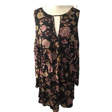 FOREVER 21 STYLISH SHEER FLORAL BLACK CHIFFON WITH UNDERSLIP DRESS 2X NWOT