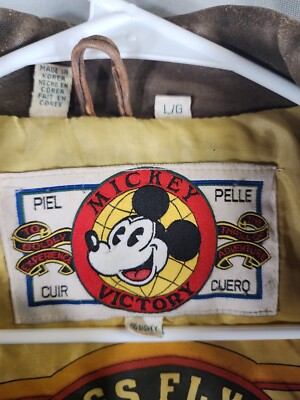 Vintage Disney Victory Mickey Mouse Leather Bomber Jacket Vintage Disney Victory Mickey Mouse Leather Bomber Jacket
