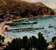Avalon Bay Santa Catalina Island California Postcard HHT Bird Eyes-View Vacation