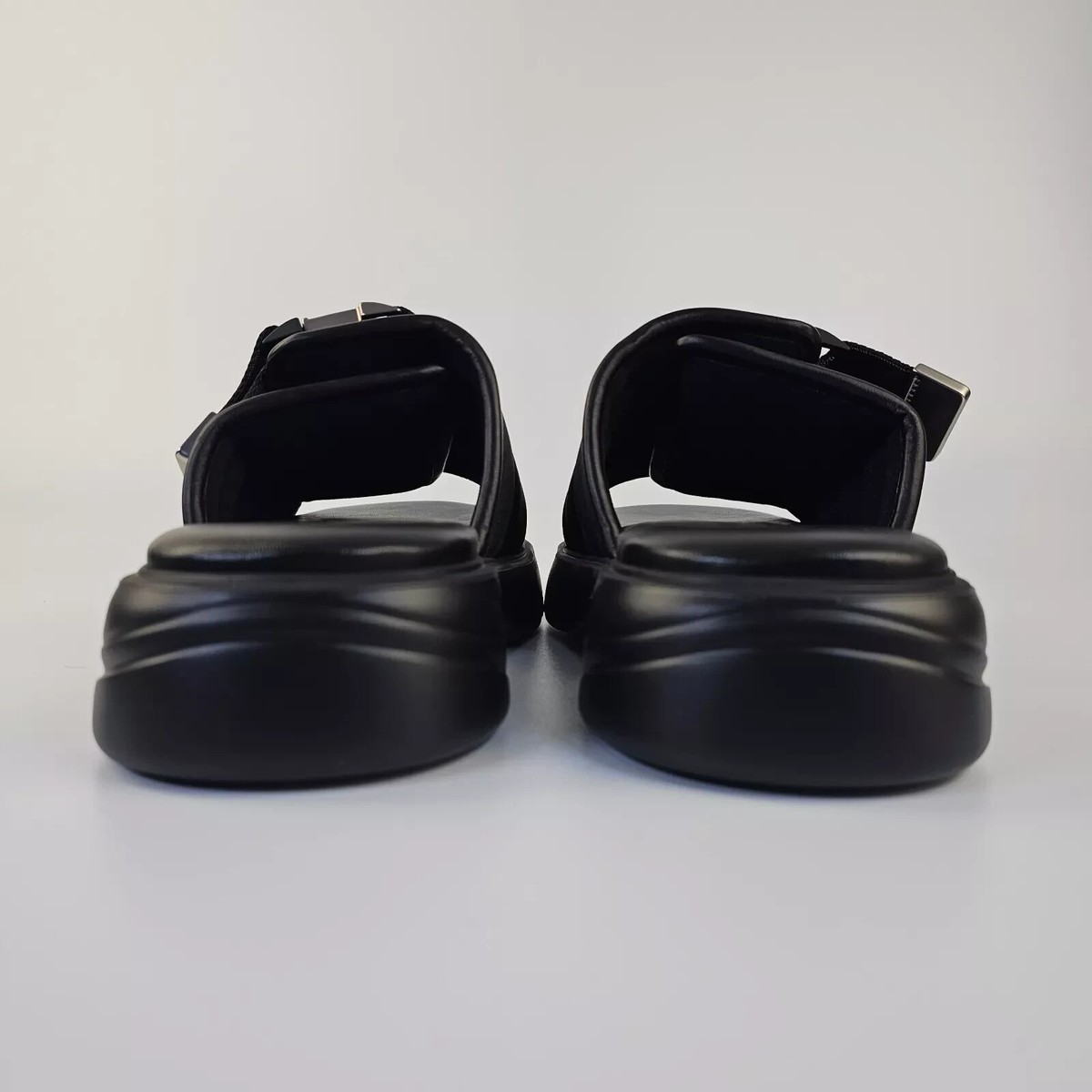 Bottega Veneta Sandals Flash Shoes 43 Rubber Leather Nylon Black Silver Bottega Veneta // Rubber Flash Sandal – VSP Consignment main image 3