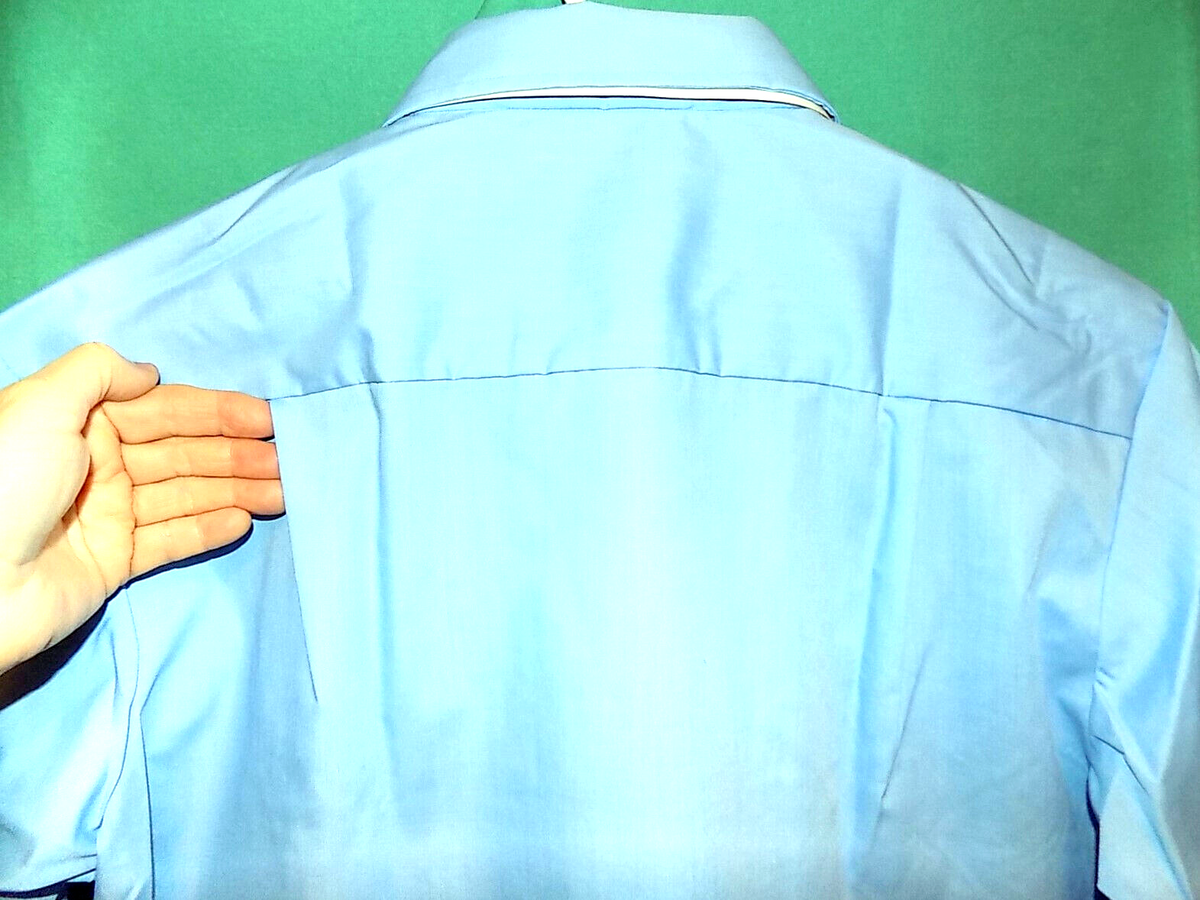 NEW! Vtg 60s MONTGOMERY WARD SHORT SLV DRESS SHIRT, DAGGER COLLAR