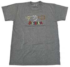 Adult Australia T Shirt Kangaroo Koala 100% Cotton Souvenir Tee Top - Grey