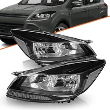 For 2013 2014 2015 2016 Ford Escape SUV Black Halogen Headlights Headlamps Pair 