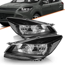 For 2013 2014 2015 2016 Ford Escape SUV Black Halogen Headlights Headlamps Pair 