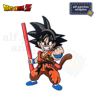 Dragonball Z Son Goku Patch Kid Kind mit Kampfstock - Bügelbild Aufnäher Flicken