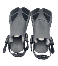 Snorkel Fins, Swim Fins Travel Size Short Adjustable S/M Gray /Black