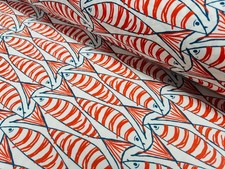 Sprats Fish Orange Sardines Fabric Marine Digi Print Home Decor Curtain 55" Wide