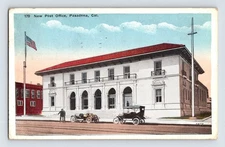 Vintage 1918 Pasadena California New Post Office Lithograph Postcard