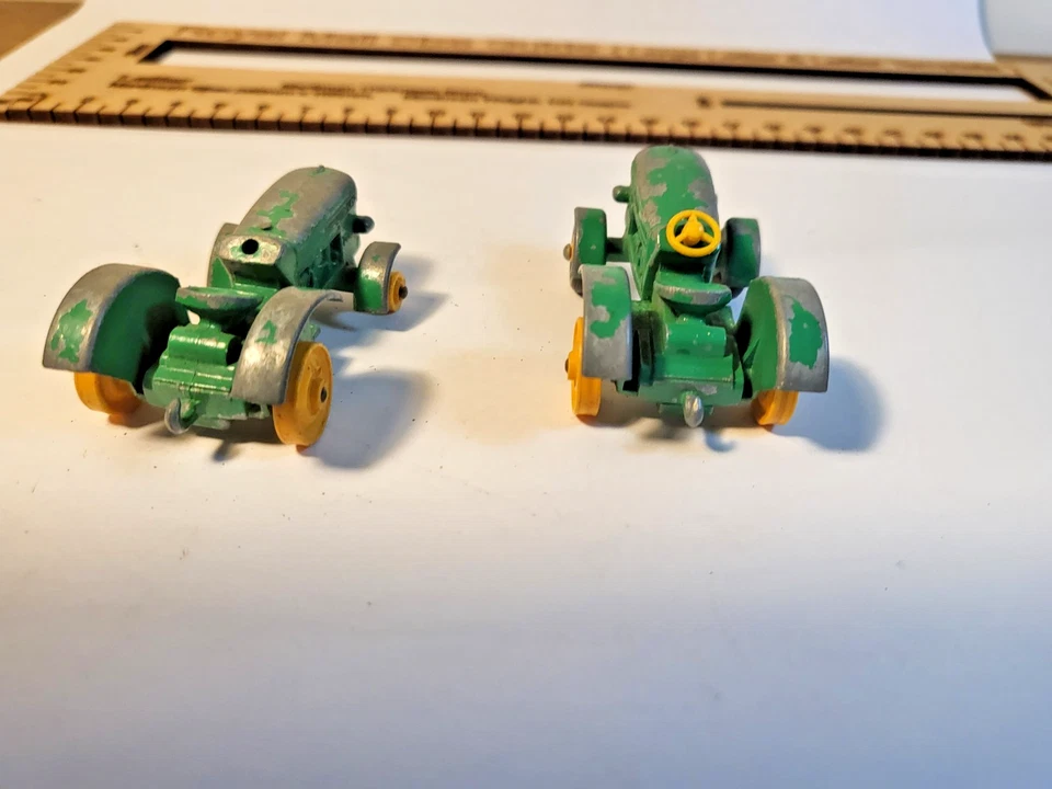 Lote de trabajo de 2 tractores Matchbox verdes para restauración Foto 4 de 4