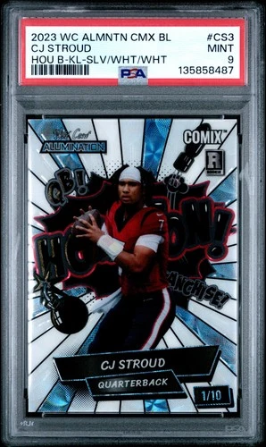 8487 CJ Stroud 2023 Wild Card Alumination Comix Silver White RC /10 PSA 9