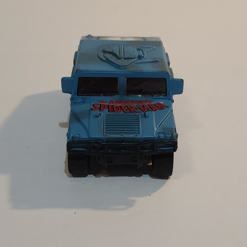 Marvel Amazing Spiderman 2002 Blue Camo Hummer Pull Back Die Cast Toy Maisto 4" - Picture 3 of 7
