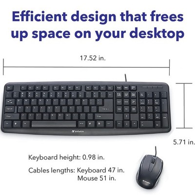 Verbatim 99202 Slimline Corded USB Keyboard & Mouse | eBay