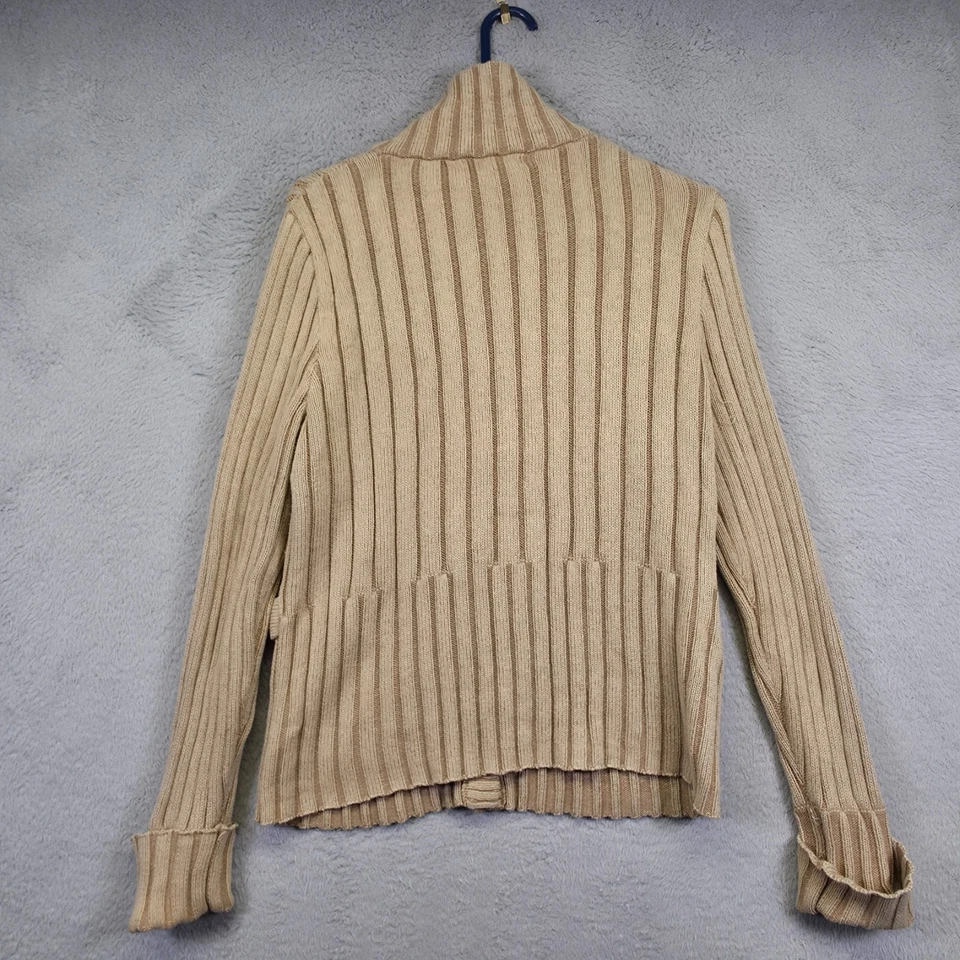 Cárdigan Eddie Bauer para mujer L grueso tejido con cable acanalado preppy Y2K dinero antiguo Foto 3 de 4