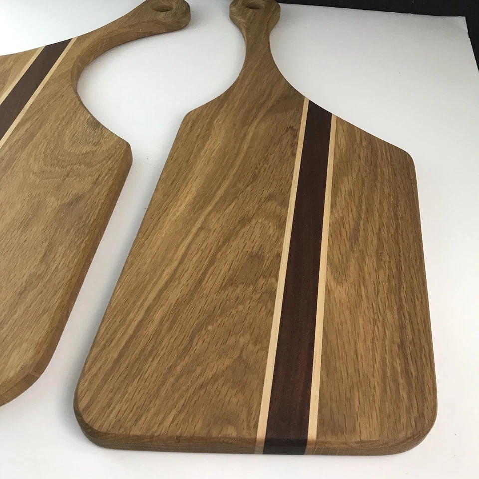 2 Large Wood Cutting Board Set Solid Wood Handmade With Oak Mahogany Maple - Image 4 of 4