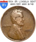 1924 (P) Lincoln Wheat Cent Penny 1c - Good/Very Good (G/VG)