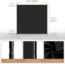 C-Hopetree 6 ft Room Divider - 1 Panel Privacy Screen - 180 x 180 cm - Black