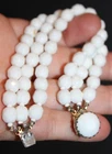 Fantastic flawless vintage white milk glass breaded clasp Bracelet Lot#268