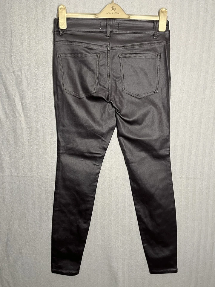 Next Women Dark Brown Fake Leather Skinny High Rise Trousers UK 12P - Image 2 of 4
