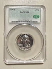 1963 Washington Quarter Graded PR64 (Proof 64) with CAC Grading  90% Silver 25c