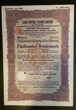 Legnica Rawitscher Railway Częściowe obligacje 1928