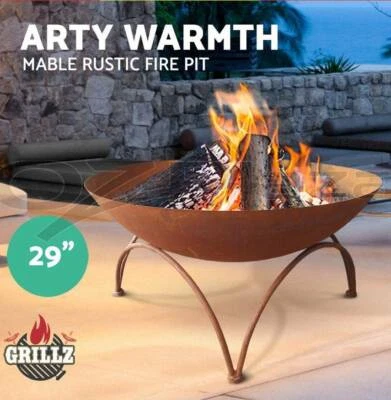 Outdoor Rustic Cast Iron Fire Pit Bowl 29 Fireplace Wood Burner