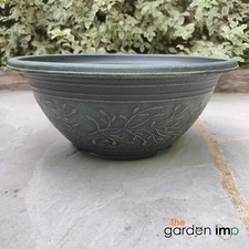 Plastic Round Garden Plant Bowl Flower Planter Vintage Aged Linden 30cm Low Pot