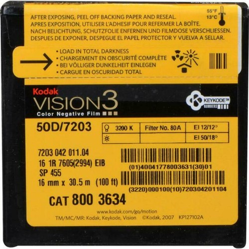 Kodak 7245 EXR 50D 16mm double perf daylight balanced color