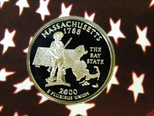 2000 S SILVER GEM PROOF MASSACHUSSETTS STATE QUARTER 90% SILVER FREE SHIP