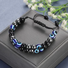 Good Luck Turkish Evil Eye Triple Bead Protection Healing Energy Bracelet Bangle