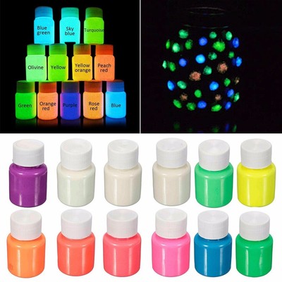 20 50g Acrylic Luminous Bright Glow In The Dark Paint Pigment