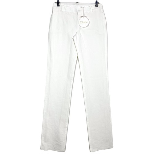 Chloé, Pantalon Blanc Chalk Vintage Chloé (Coton x Lin x Soie)