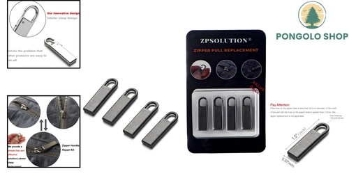Compact Black Zipper Tab Repair Pulls for Bags - Easy Installation (Set of 4) - Picture 2 of 10