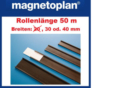 50 m MAGNETOPLAN magnet Etikettenhalter B 30 od. 40mm für Papieretiketten